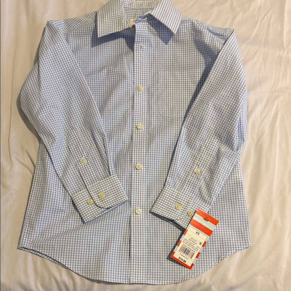 Cat & Jack Blue Checkered Button Down Shirt